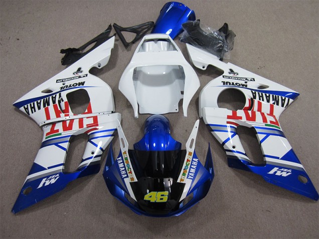 Yamaha R6 98-02 Motorrad Verkleidungen - Weiß Blau Fiat 46 Yamaha R6 98-02 Motorrad Verkleidungen - Weiß Blau Fiat 46