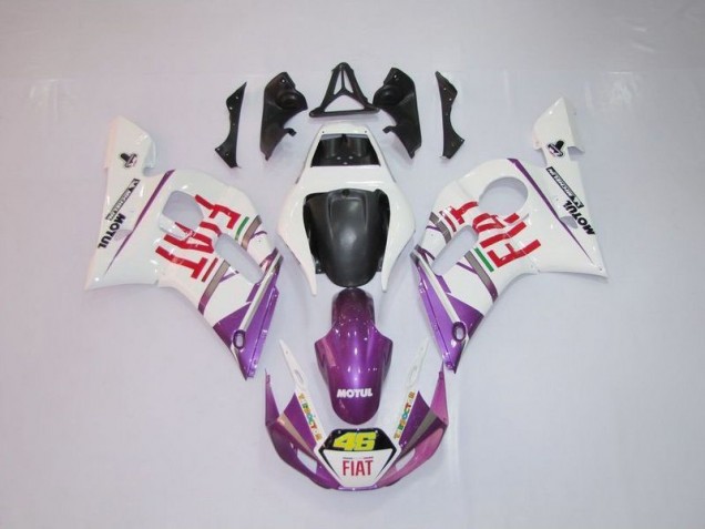 Yamaha R6 98-02 Motorrad Verkleidungen - Weiß Lila Fiat 46 Yamaha R6 98-02 Motorrad Verkleidungen - Weiß Lila Fiat 46